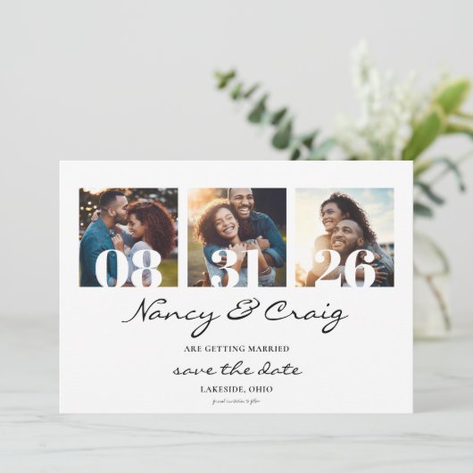 日付のテンプレート写真のコラージュを保存 セーブザデート (スタンド正面)