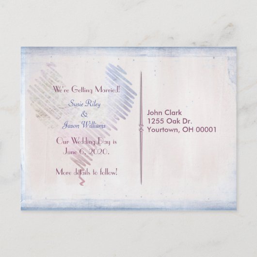 日付のデイジー結婚の花束を保存 案内ポストカード (裏面)