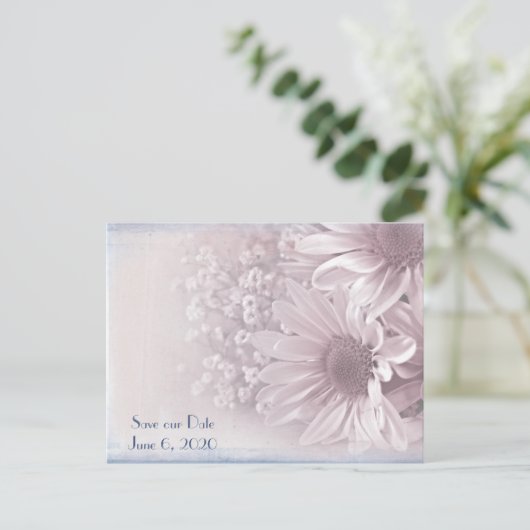 日付のデイジー結婚の花束を保存 案内ポストカード (スタンド正面)
