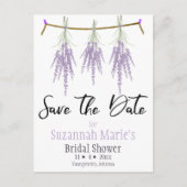 日付のトリプルラベンダーの花のバンドルを保存 案内ポストカード (正面)