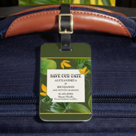 日付のトロピカルパ結婚ームのカスタム保存 ラゲッジタグ