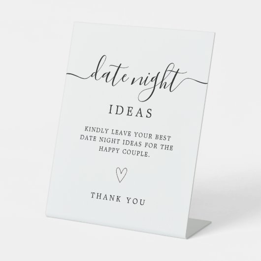 日付のナイトカード | ブライダルシャワーゲームテンプレート 台座サイン (正面)