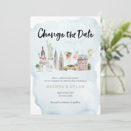 日付のニューヨ結婚ーク市への招待を変更する 招待状 (スタンド正面)