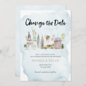日付のニューヨ結婚ーク市への招待を変更する 招待状 (正面/裏面)
