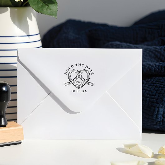 日付のハートロープモノグラム航海のの結婚保持 ラバースタンプ