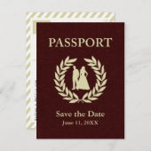 日付のパスポート結婚を保存する 案内ポストカード (正面/裏面)