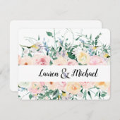 日付のパーソナライズされたフローラ結婚カードの保存 (正面/裏面)