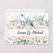 日付のパーソナライズされたフローラ結婚カードの保存 (正面)