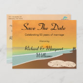 日付のビーチ記念日の保存 案内ポストカード (正面/裏面)