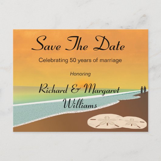 日付のビーチ記念日の保存 案内ポストカード (正面)