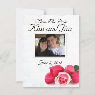 日付のピンクのバラの招待を救って下さい セーブザデート