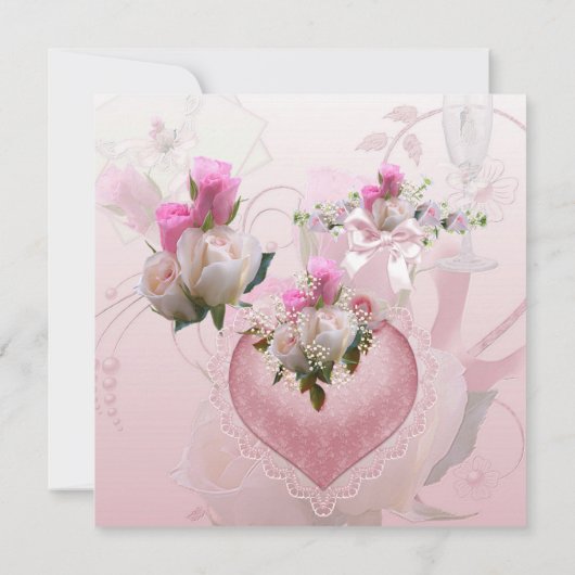 日付のピンクの結婚白い花の鳩を保存する セーブザデート (裏面)