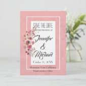 日付のピンクの結婚花をプレーンにエレガント保存 セーブザデート (スタンド正面)