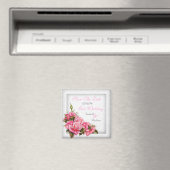 日付のピンク結婚のバラかわいらしの花束を保存 マグネット (インサイチュ (食洗機))