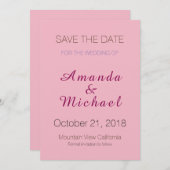 日付のピンク結婚の書道を保存エレガントする セーブザデート (正面/裏面)