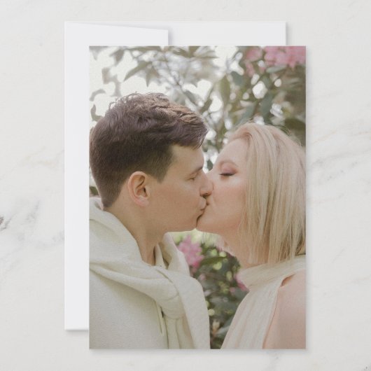 日付のピンク結婚の花を保存する セーブザデート (裏面)