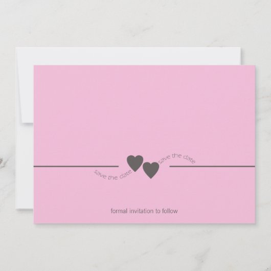 日付のピンク色のハートの保存 セーブザデート (裏面)