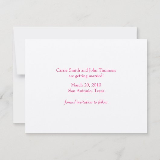 日付のピンク色のプルメリアの保存 セーブザデート (裏面)