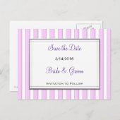 日付のピンク色のポストカストライプードの保存 案内ポストカード (正面/裏面)