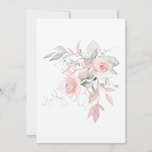 日付のピンク色の淡い色のコテージバラ 招待状 (裏面)