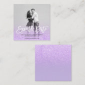 日付のフェイクな紫色のラベンダーのグリッターの写真を救って下さい スクエア名刺 (正面/裏面)