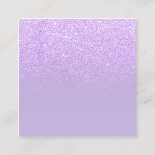 日付のフェイクな紫色のラベンダーのグリッターの写真を救って下さい スクエア名刺 (裏面)