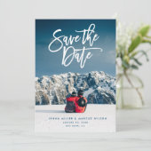 日付のフォトカード、ブラシスクリプトを保存します セーブザデート (スタンド正面)