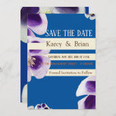 日付のフォトカ結婚ードブルーを保エレガント存 セーブザデート (正面/裏面)