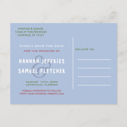 日付のフォトムービー結婚ポスターテーマの保存 案内ポストカード (裏面)