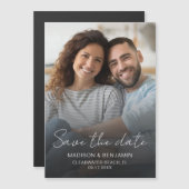 日付のフォト結婚婚約シックを保モダン存 マグネット招待状 (正面/裏面)