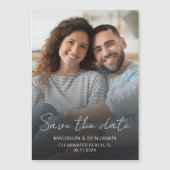 日付のフォト結婚婚約シックを保モダン存 マグネット招待状 (正面)