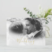 日付のフォト金ゴールドフローラバラ結婚 セーブザデート (スタンド正面)