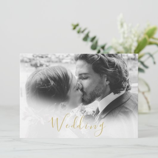 日付のフォト金ゴールドフローラバラ結婚 セーブザデート (スタンド正面)