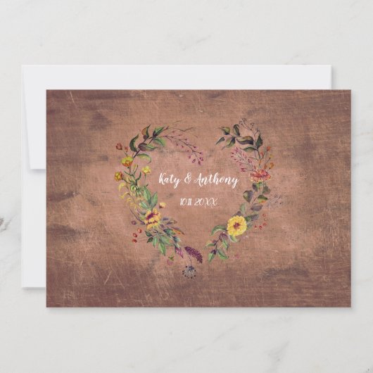 日付のフローラハート素朴の写真を保存 セーブザデート (裏面)