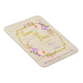 日付のフローラ結婚と金ゴールドを保存 マグネット (右側)