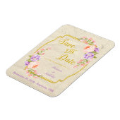 日付のフローラ結婚と金ゴールドを保存 マグネット (左側)