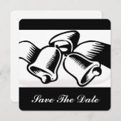 日付のベル結婚を保存 招待状 (正面/裏面)