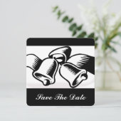 日付のベル結婚を保存 招待状 (スタンド正面)