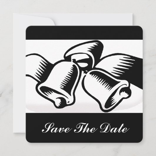 日付のベル結婚を保存 招待状 (正面)