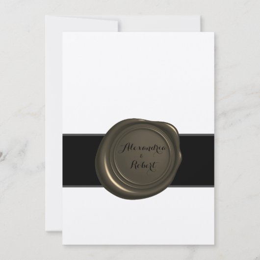 日付のペン結婚とインクウェルの保存 招待状 (裏面)