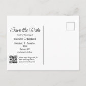 日付のホワイト手書きqrコードの写真を保存する 案内ポストカード (裏面)