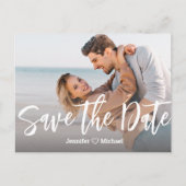 日付のホワイト手書きqrコードの写真を保存する 案内ポストカード (正面)