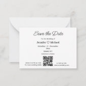 日付のホワイト手書きqrコードphoto chicを保存 ノートカード (裏面)