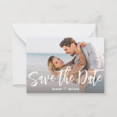 日付のホワイト手書きqrコードphoto chicを保存 ノートカード (正面)