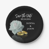 日付のホワエレガントイトローズ金ゴールドリングや輪スクリプトの保存 ペーパープレート (正面)