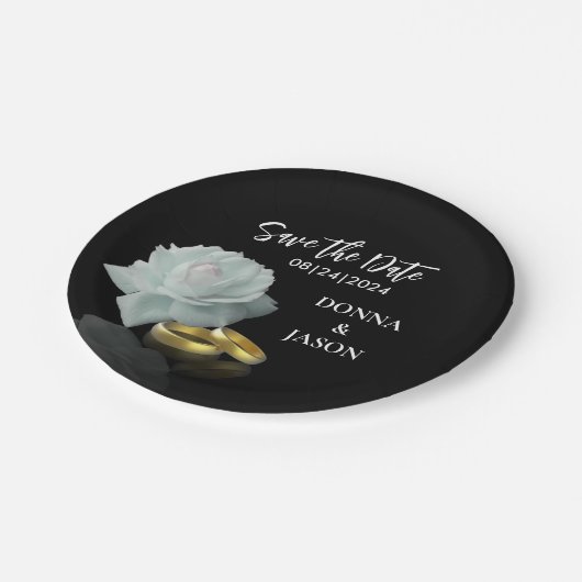 日付のホワエレガントイトローズ金ゴールドリングや輪スクリプトの保存 ペーパープレート (アングル)