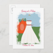 日付のポストカー結婚ド、プリンセスの花嫁を保存 案内ポストカード (正面/裏面)