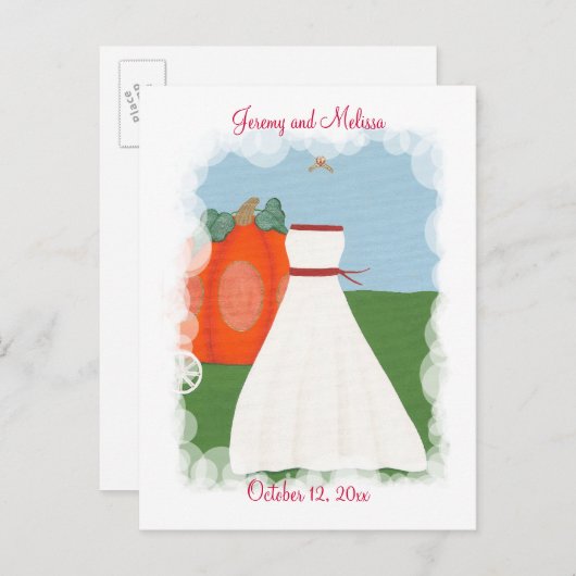 日付のポストカー結婚ド、プリンセスの花嫁を保存 案内ポストカード (正面/裏面)