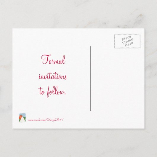 日付のポストカー結婚ド、プリンセスの花嫁を保存 案内ポストカード (裏面)