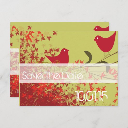 日付のポストカ結婚ードの保存 案内ポストカード (正面/裏面)